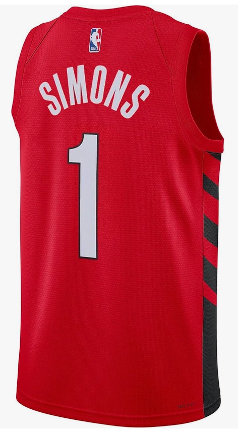 nfernee Simons Portland Trail Blazers #1 NBA Kids Youth Boys 4-20 Red Statement Edition Player Jersey 
